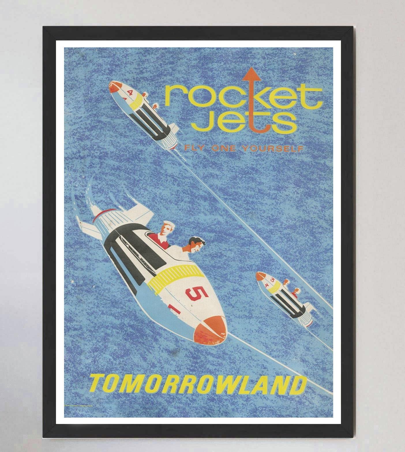 Disneyland - Rocket Jets - Tomorrowland - Affiche vintage originale de 1969 Bon état - En vente à Winchester, GB