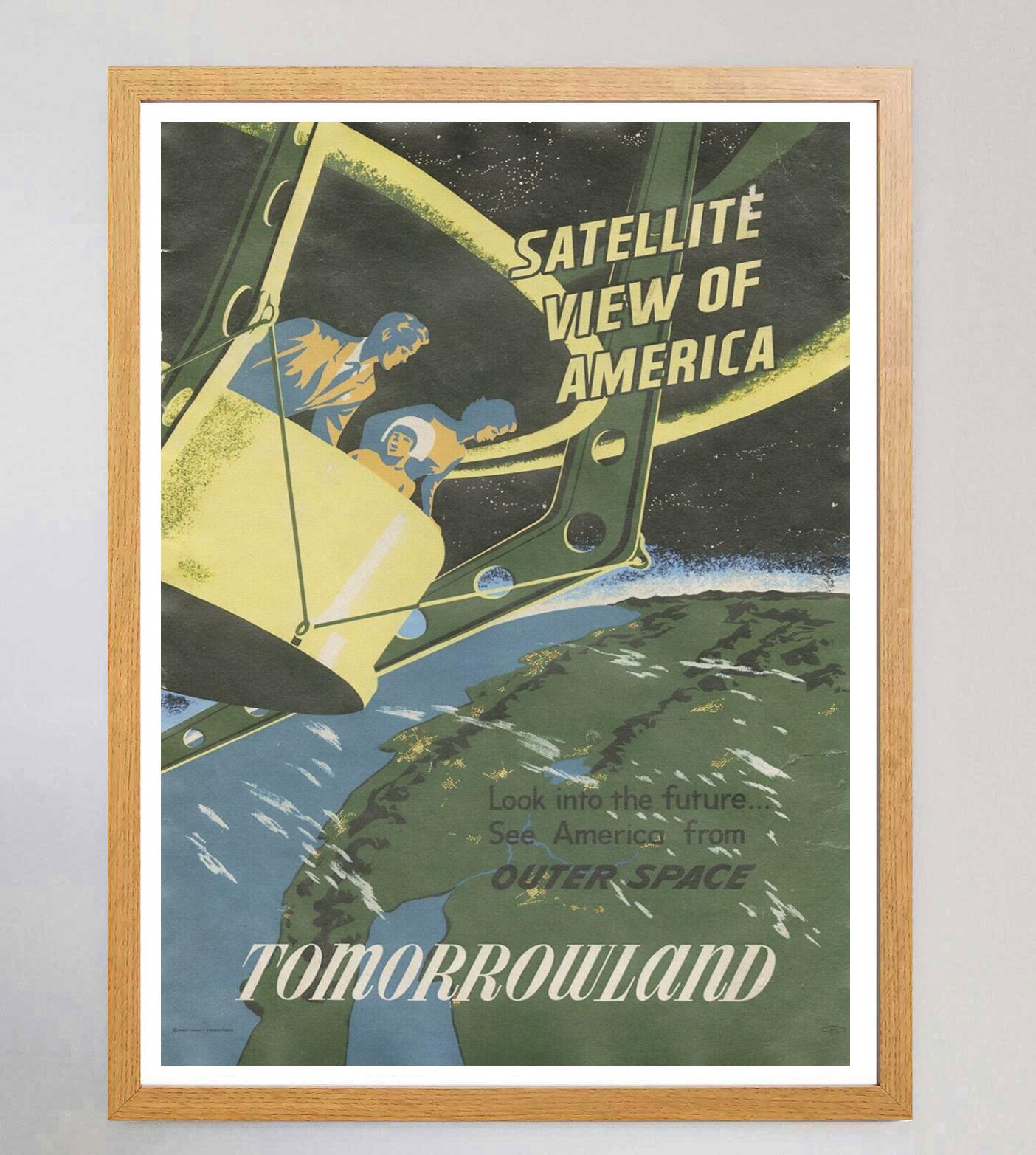 Mid-Century moderno 1969 Disneyland - Vista satellitare dell'America Poster originale d'epoca in vendita