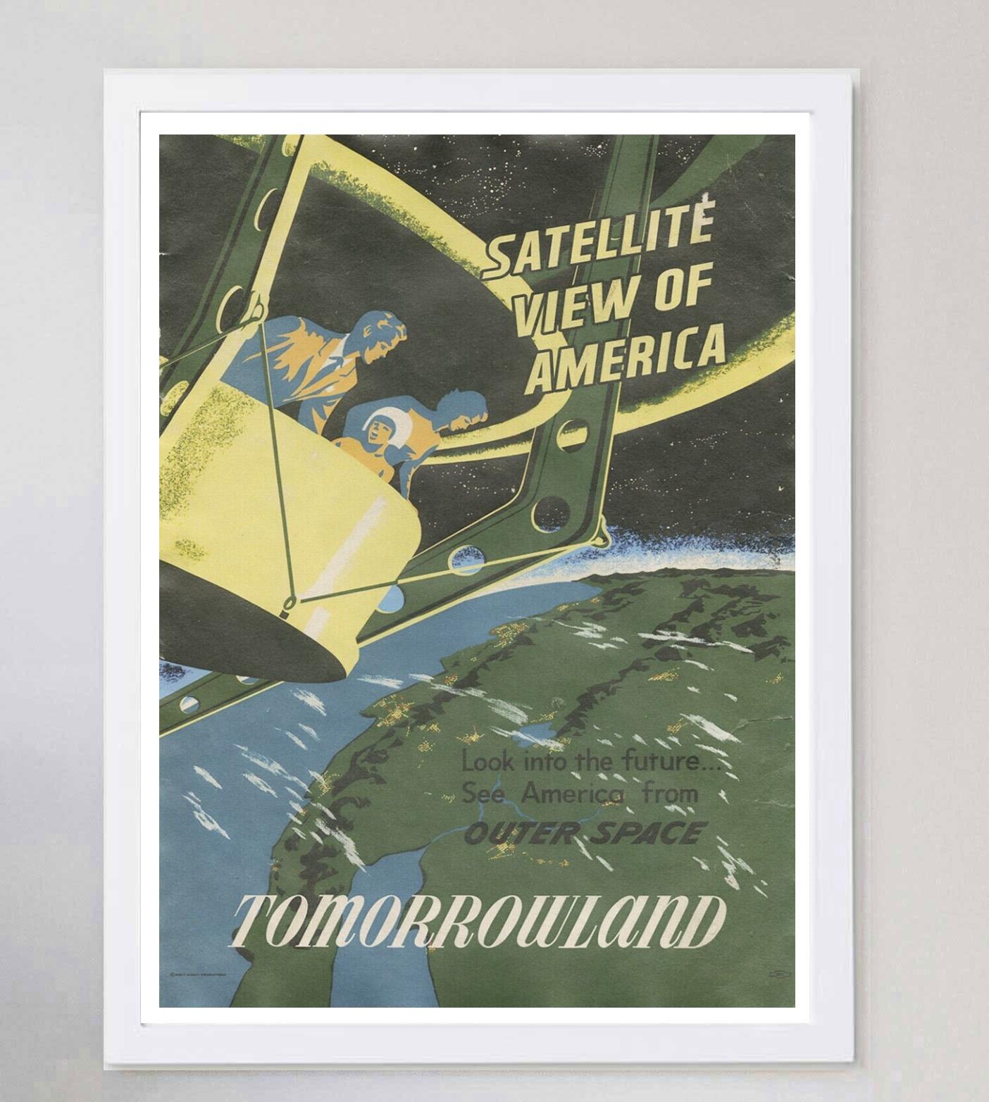 Americano 1969 Disneyland - Vista satellitare dell'America Poster originale d'epoca in vendita