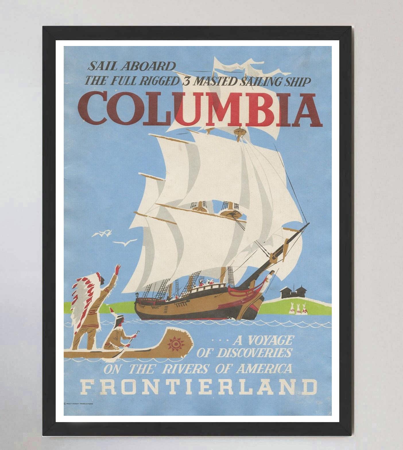 1969 Disneyland - SS Columbia - Frontierland Original Vintage Poster In Good Condition For Sale In Winchester, GB