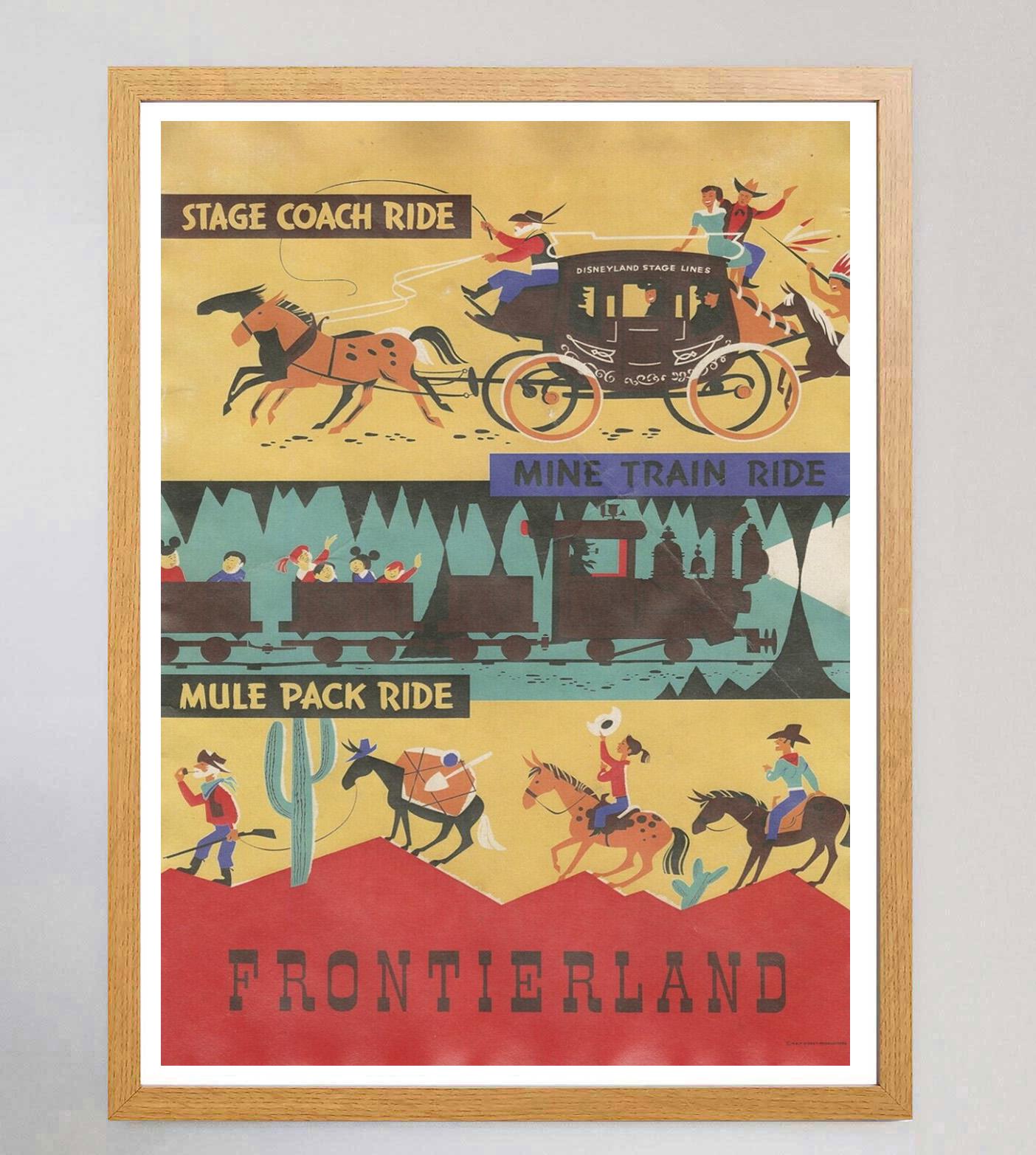 Original-Vintage-Poster, Disneyland - Stage Coach Ride - Frontierland, 1969 (Moderne der Mitte des Jahrhunderts) im Angebot
