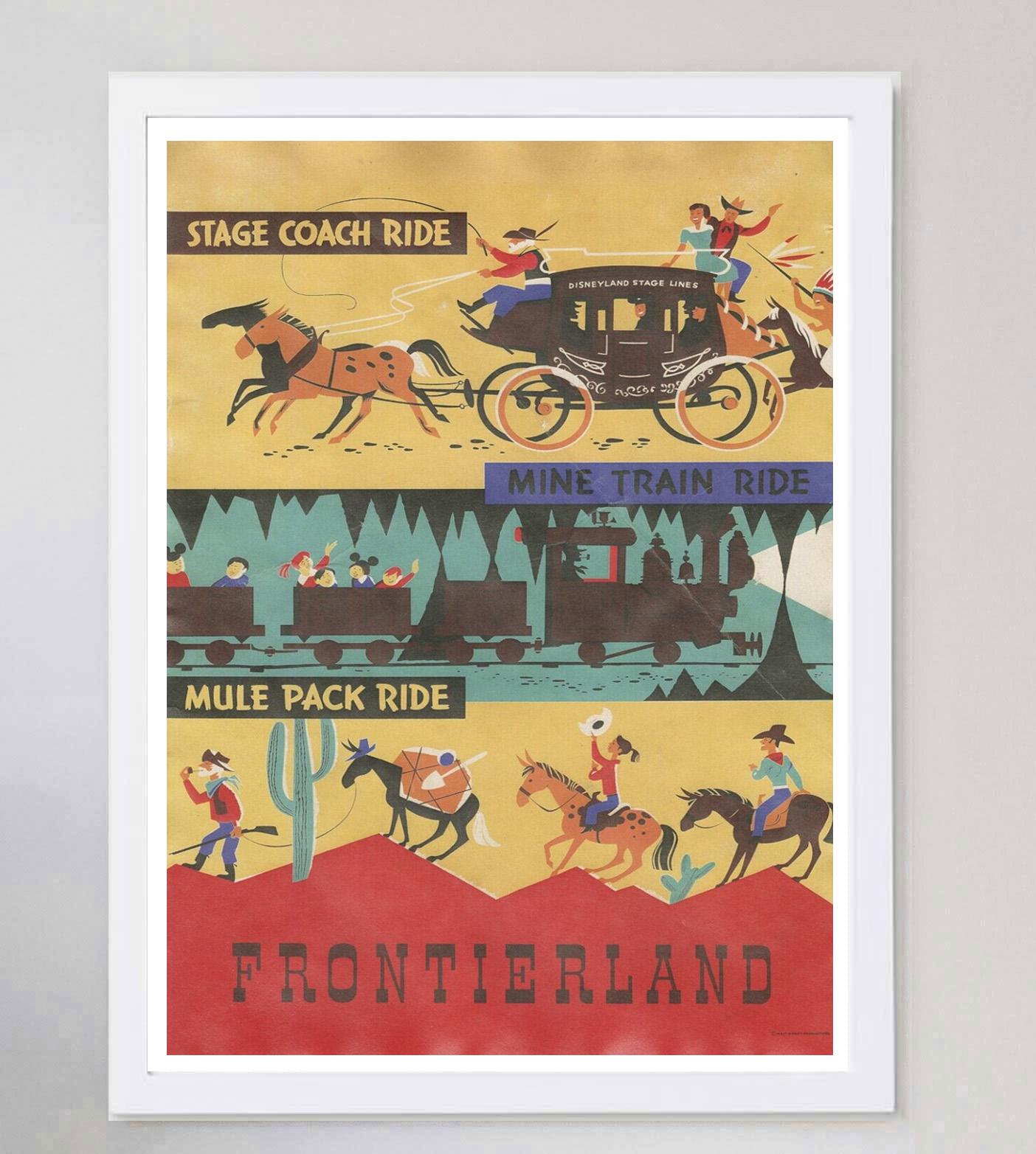 Original-Vintage-Poster, Disneyland - Stage Coach Ride - Frontierland, 1969 (amerikanisch) im Angebot