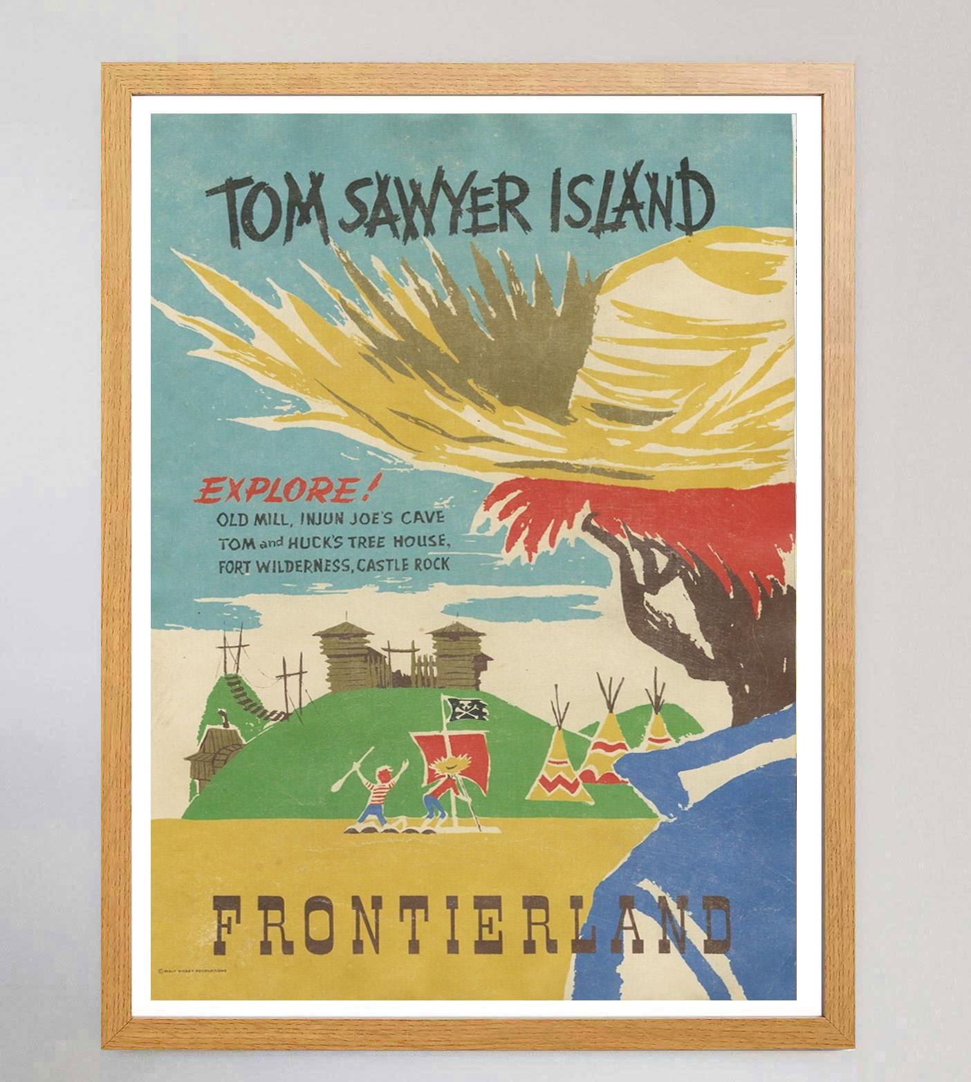 Mid-Century moderno 1969 Disneyland - Isola di Tom Sawyer - Frontierland Poster originale d'epoca in vendita