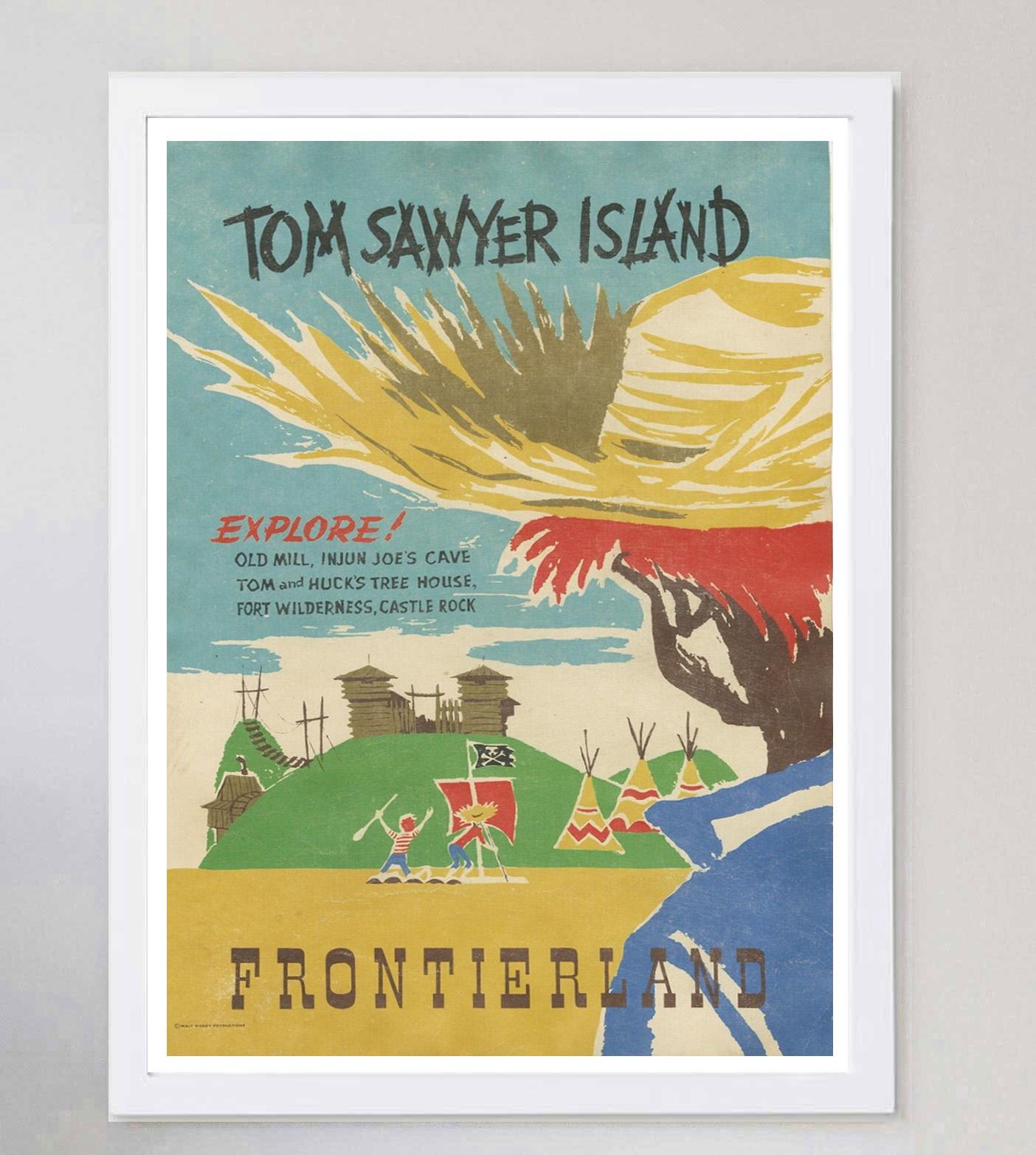 Americano 1969 Disneyland - Isola di Tom Sawyer - Frontierland Poster originale d'epoca in vendita