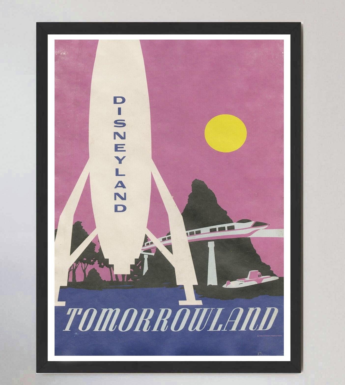 Affiche vintage originale Disneyland - Tomorrowland de 1969 Bon état - En vente à Winchester, GB