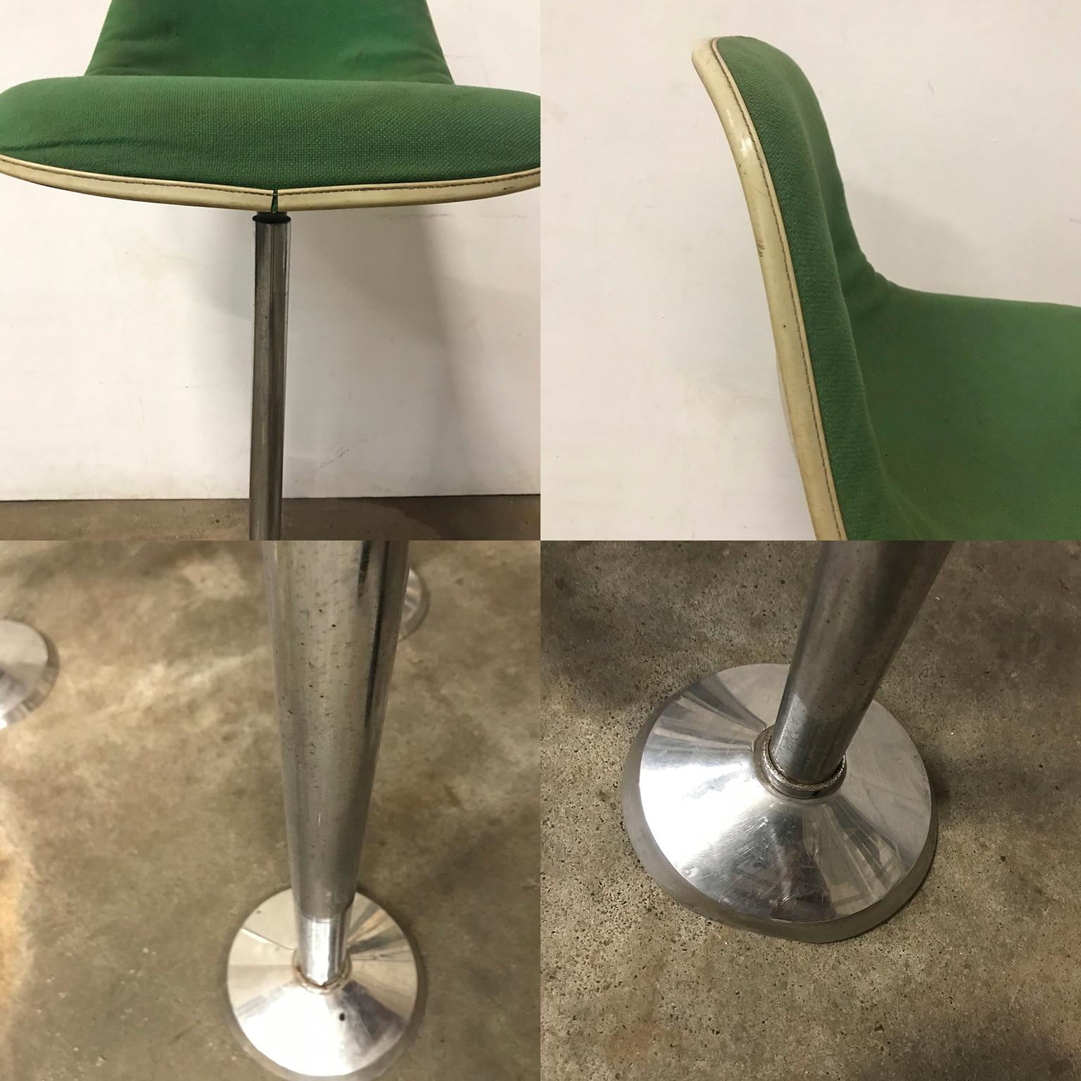 1969 Eames Herman Miller/Fehlbaum Extremely Rare White Barstools in Green Fabric For Sale 10