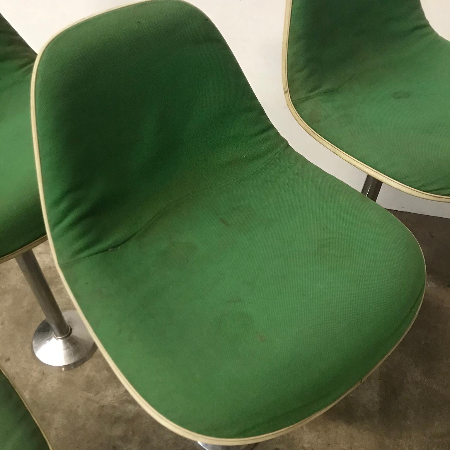 1969 Eames Herman Miller/Fehlbaum Extremely Rare White Barstools in Green Fabric For Sale 2