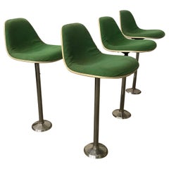 1969 Eames Herman Miller/Fehlbaum Extremely Rare White Barstools in Green Fabric