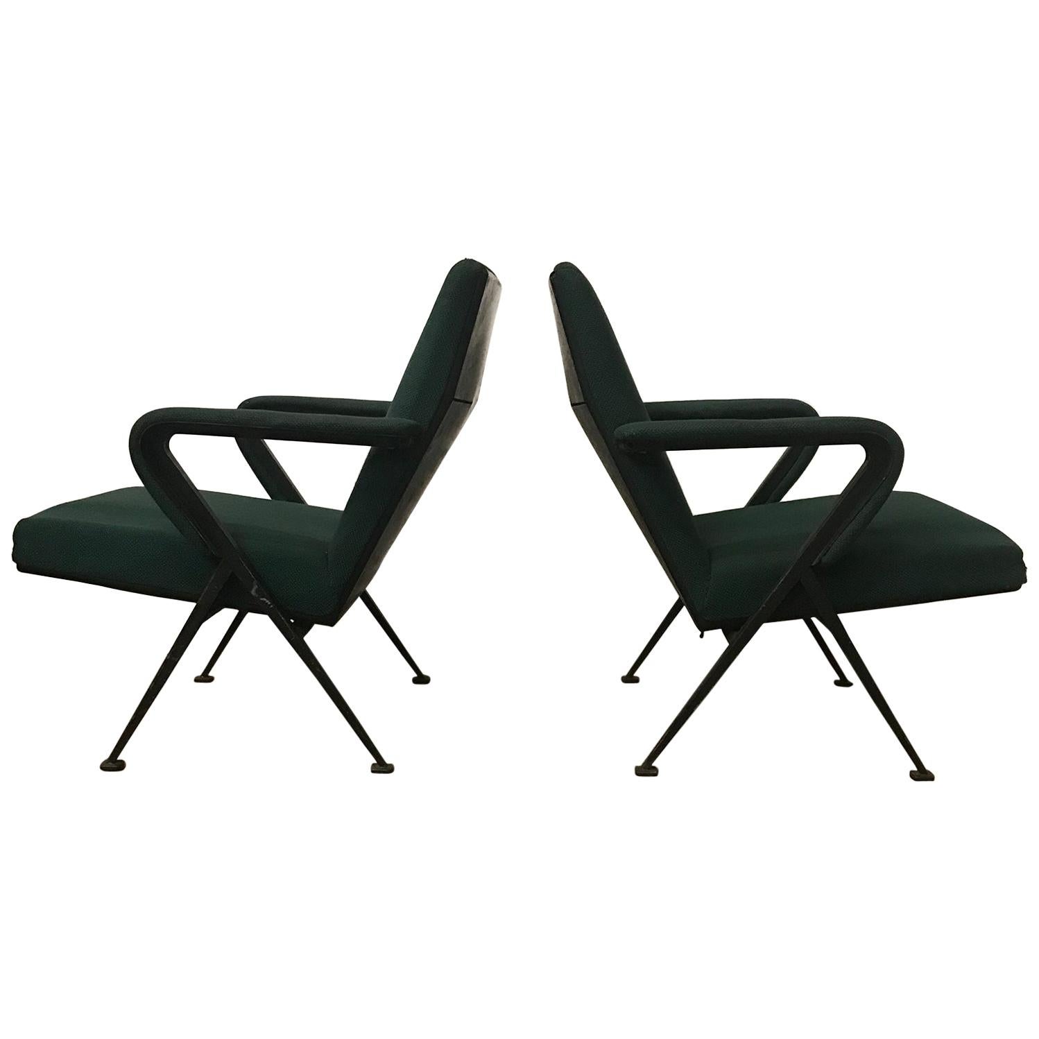 Fauteuil de salon en tissu vert repoussé Friso Kramer, Ahrend de Cirkel, 1969 en vente