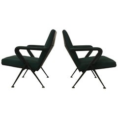 Fauteuil de salon en tissu vert repoussé Friso Kramer, Ahrend de Cirkel, 1969