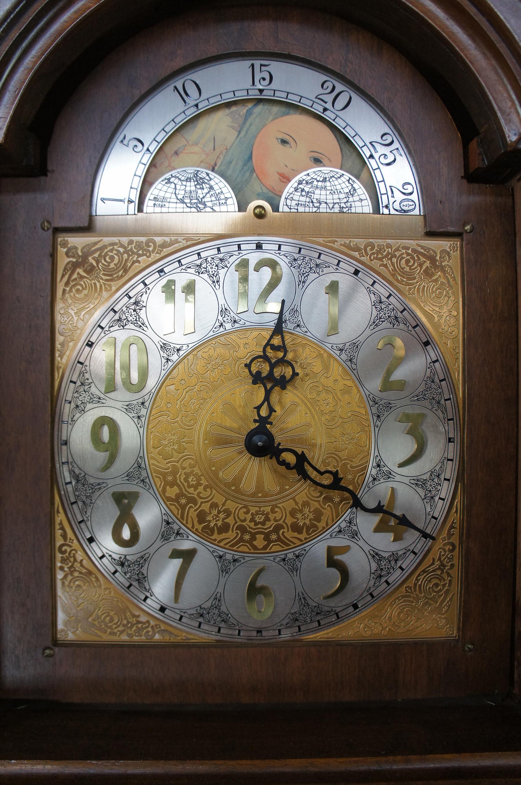grandfather clock sun and moon dial