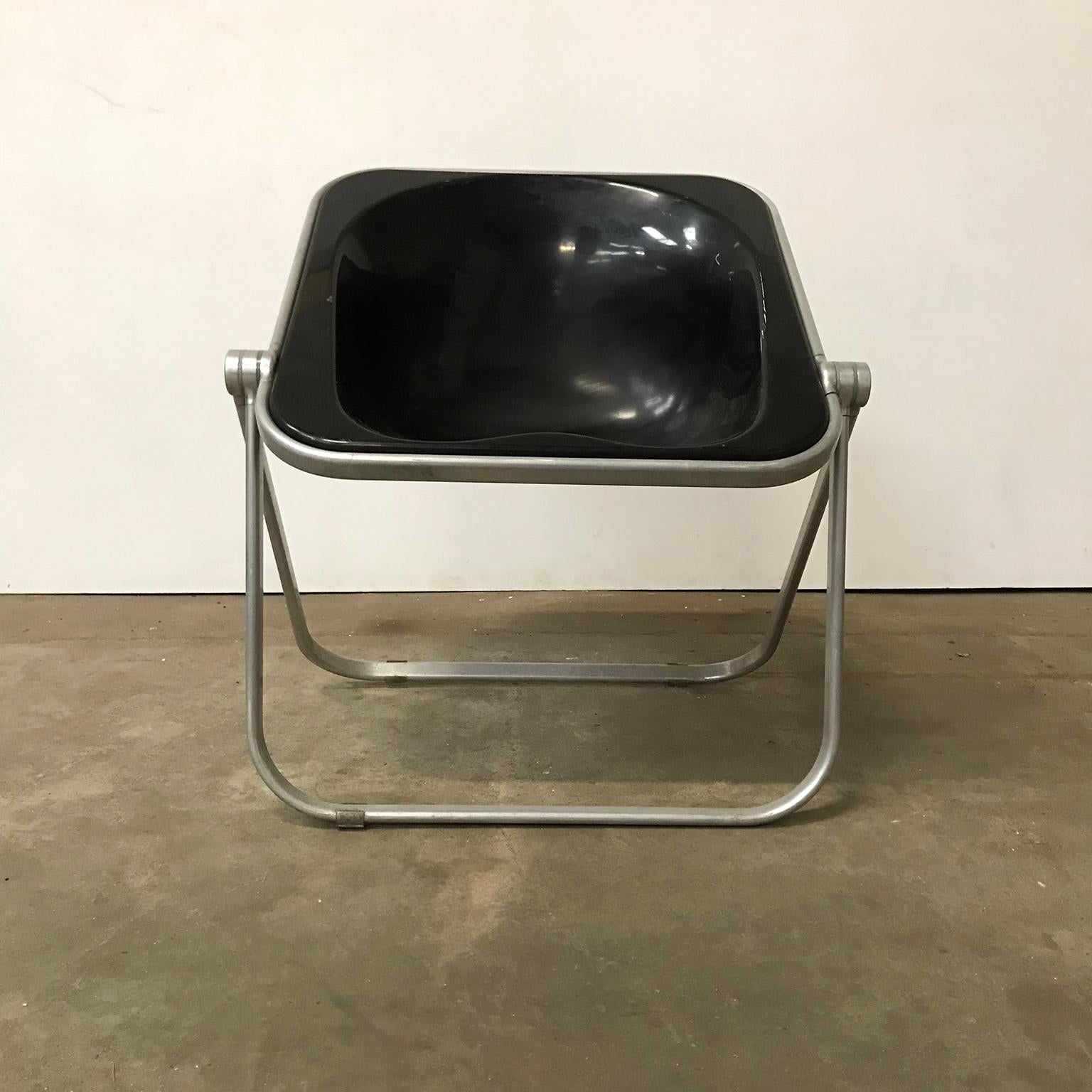 Italian 1969, Giancarlo Piretti for Castelli, Very Rare Black Plona Folding Deck Chair For Sale