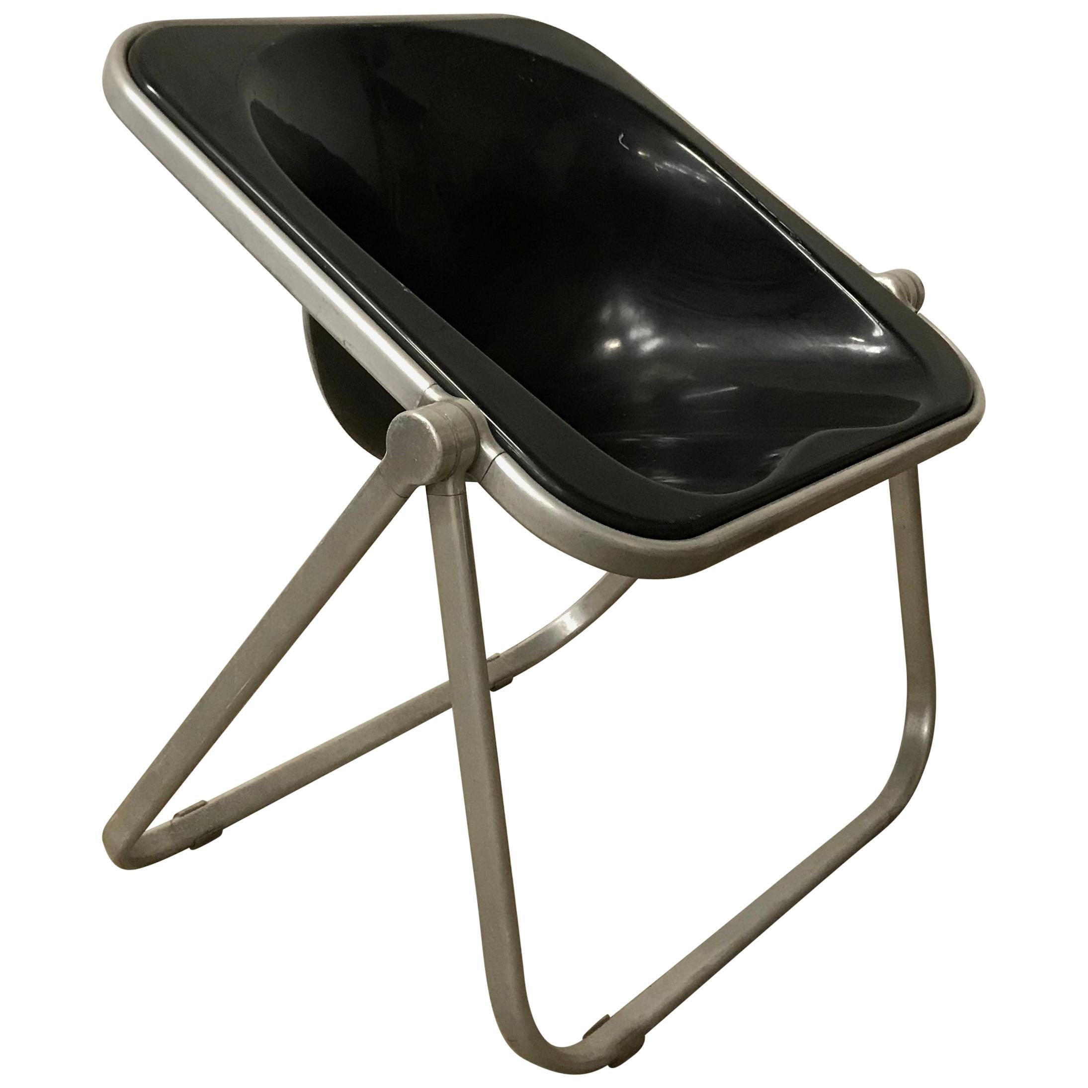 1969, Giancarlo Piretti for Castelli, Very Rare Black Plona Folding Deck Chair