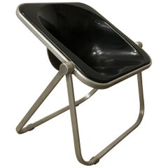 Retro 1969, Giancarlo Piretti for Castelli, Very Rare Black Plona Folding Deck Chair