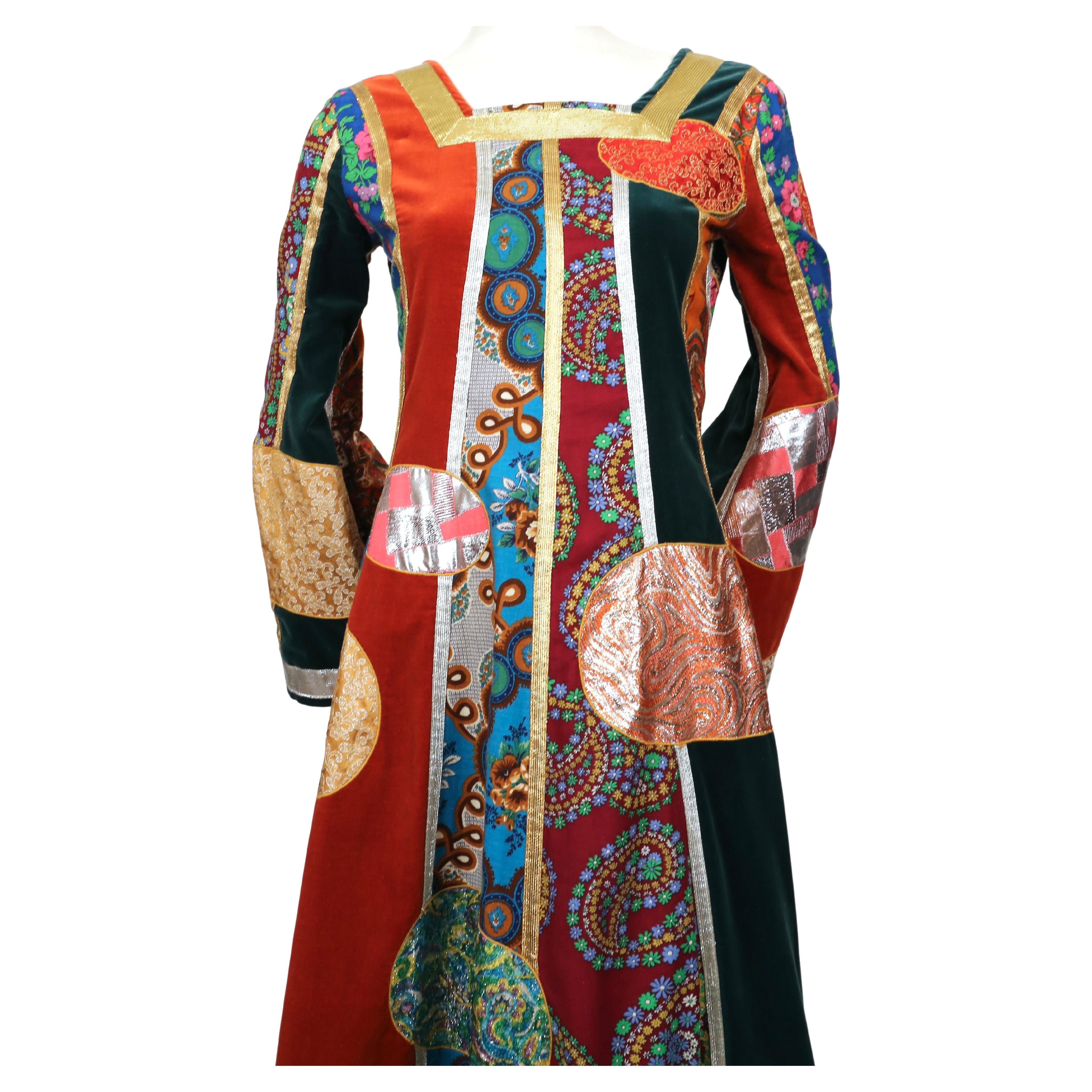 1969 GIORGIO DI SANT' ANGELO 'Klimt' patchwork dress In Good Condition In San Fransisco, CA
