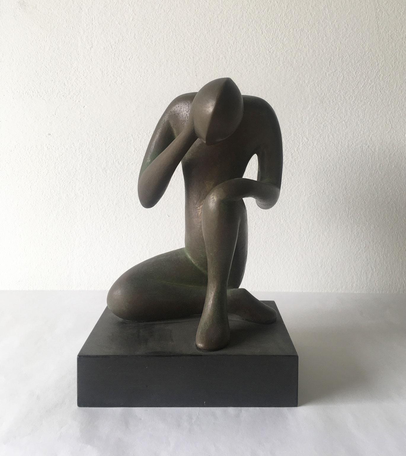 This is an intense bronze abstract sculpture and it was created by the Italian artist Andrea Picini.
The artwork is hand made by the technic of the lost wax bronze and it has a black wooden basement. The title is 