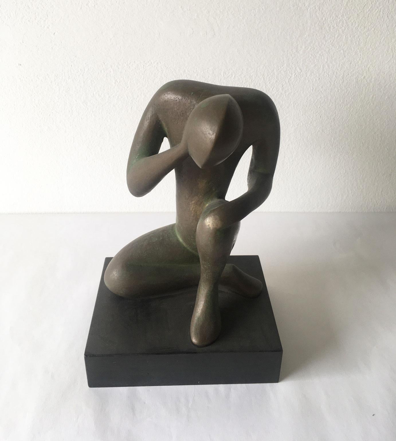 Post-Modern 1969 Italy Abstract Bronze Sculpture Andrea Picini Bintou For Sale