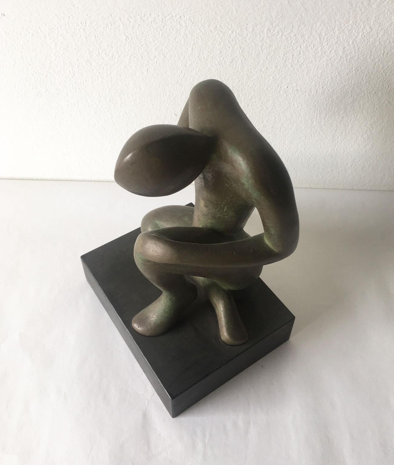 20th Century 1969 Italy Abstract Bronze Sculpture Andrea Picini Bintou For Sale