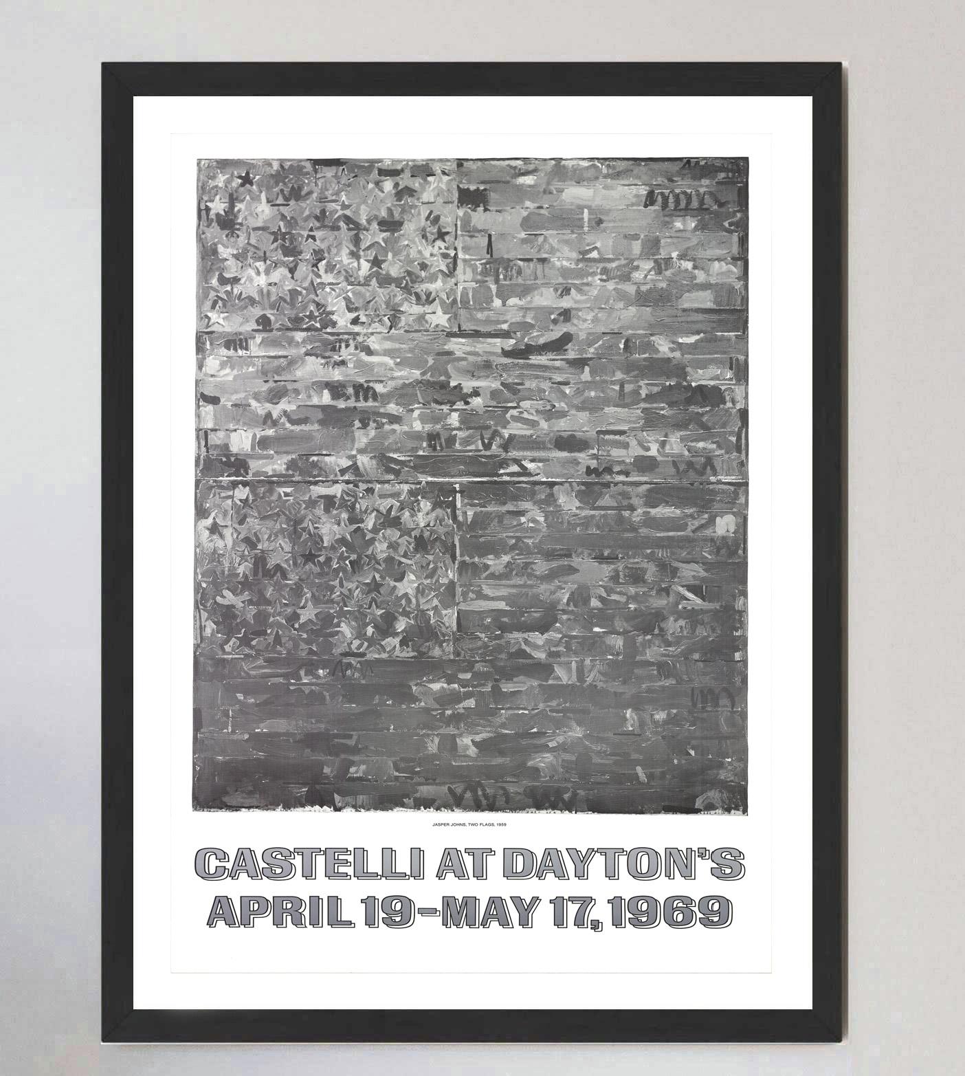 1969 Jasper Johns - Castelli at Dayton's Poster originale d'epoca In condizioni buone in vendita a Winchester, GB