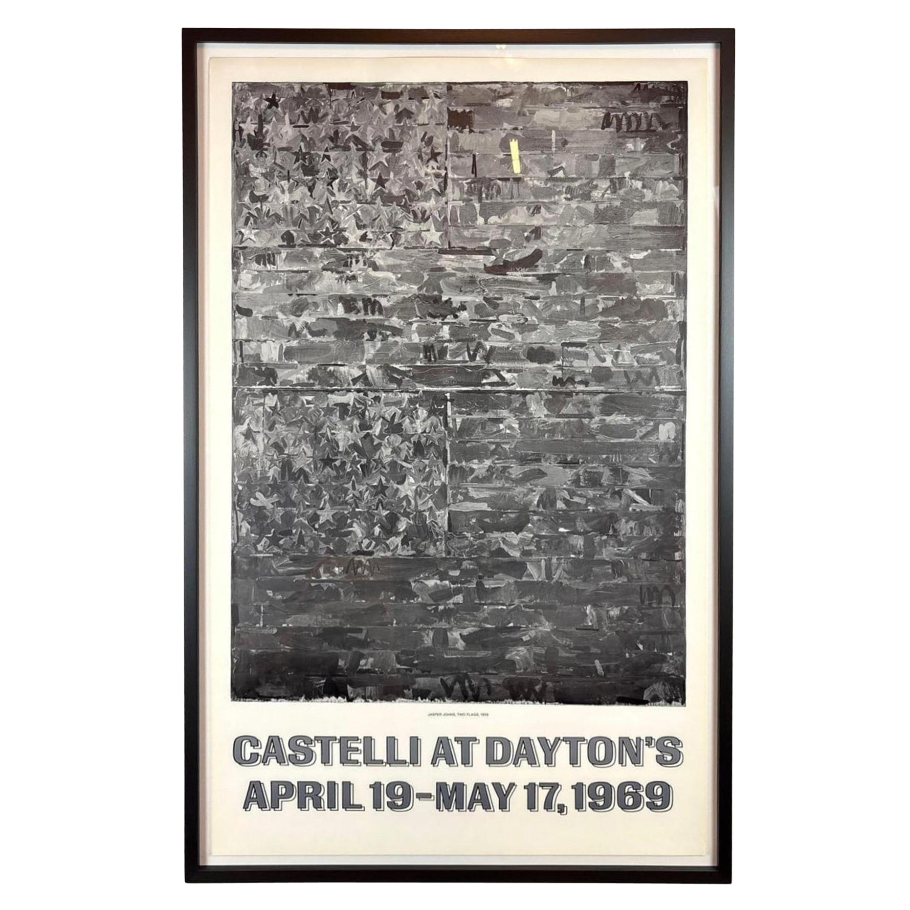 1969 Jasper Johns LEO CASTELLI in der DAYTONS Gallery Gerahmte Lithographie Poster im Angebot