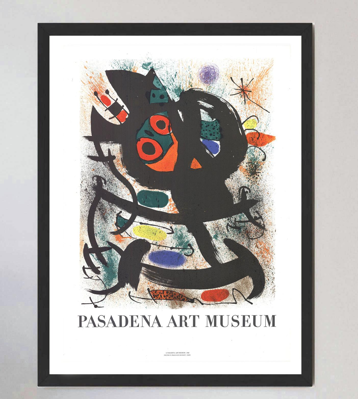 Featuring trademark artwork from the Spanish great, this beautiful poster was created in 1969 for an exhibition of Joan Miro's work at the Pasadena Art Museum in California, USA. The poster was produced by the renowned Mourlot Lithography in