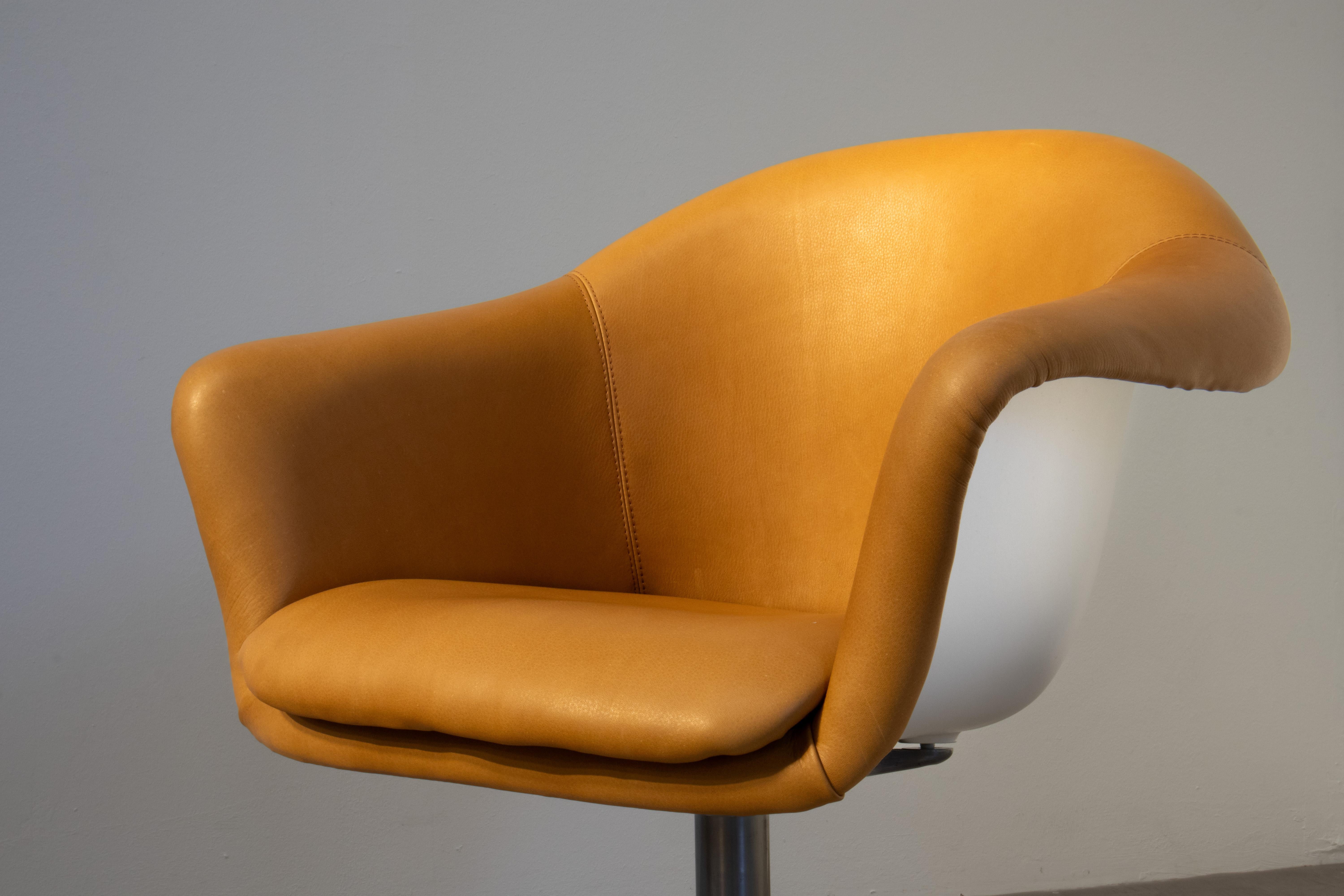 1969 Executive Armchairs Leather & Fiberglass Shell, Lübke For Sale 3