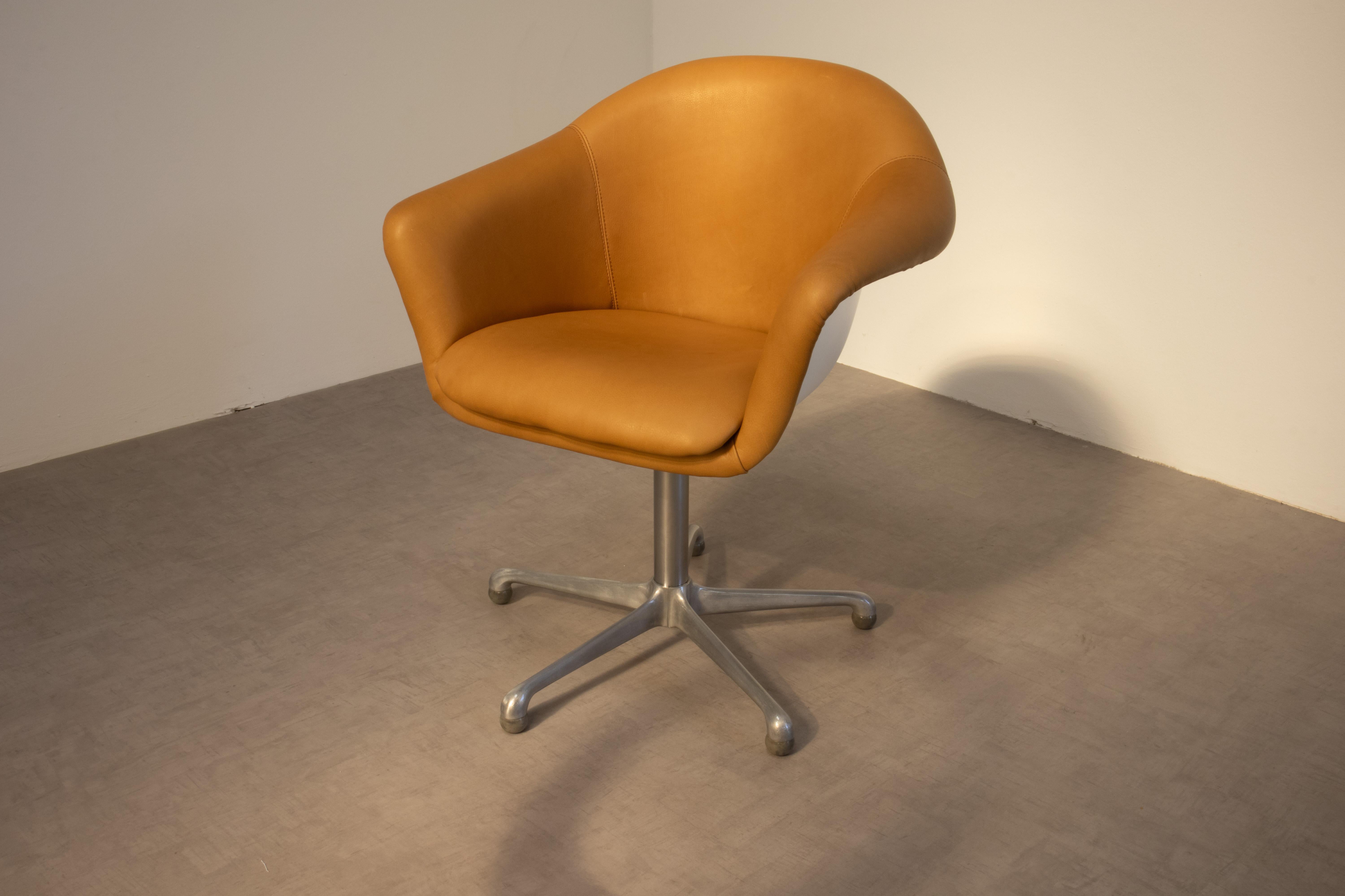 1969 Executive Armchairs Leather & Fiberglass Shell, Lübke For Sale 5
