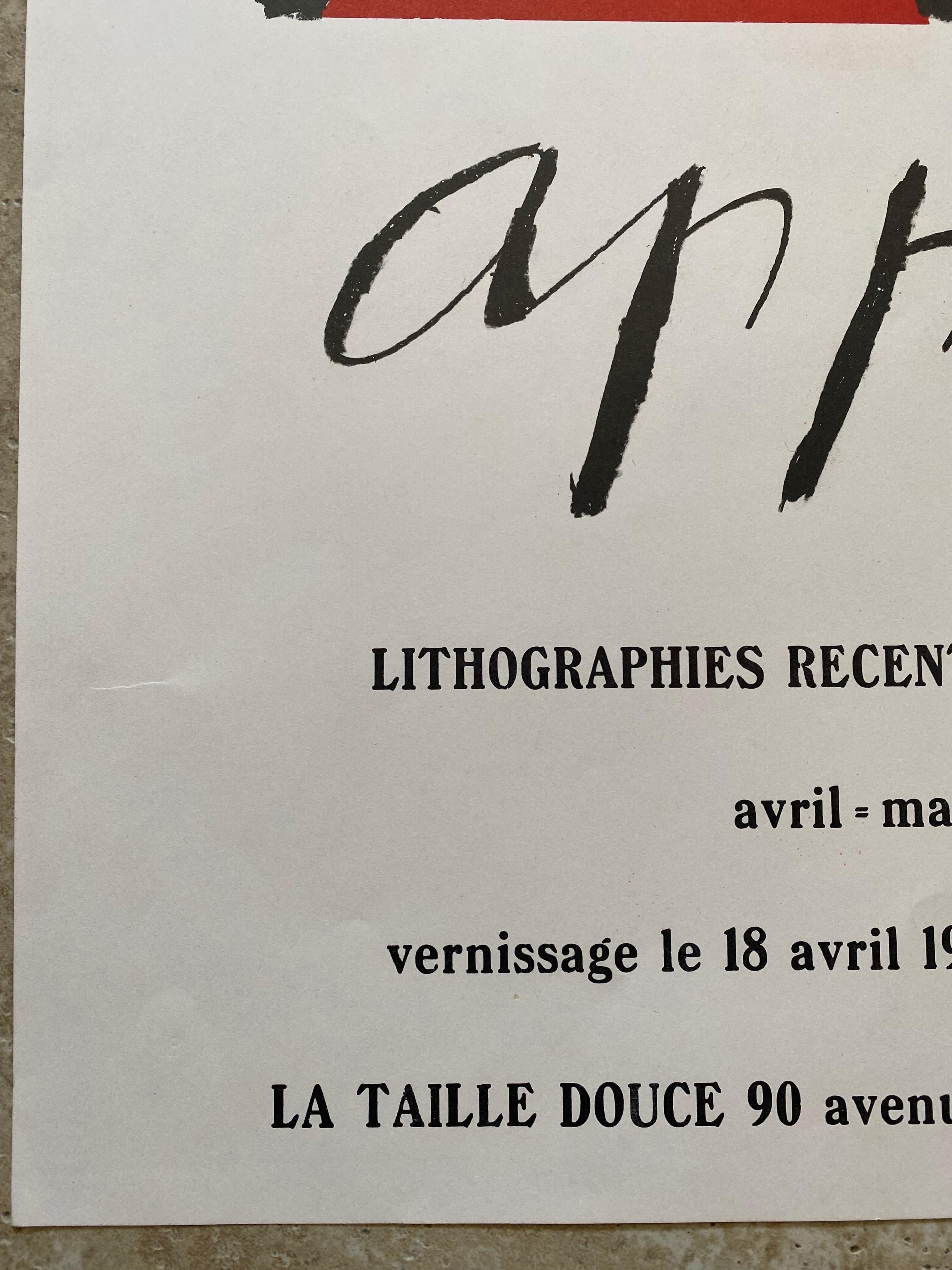 Belge Lithographie publicitaire signée Karel Appel, 1969 en vente