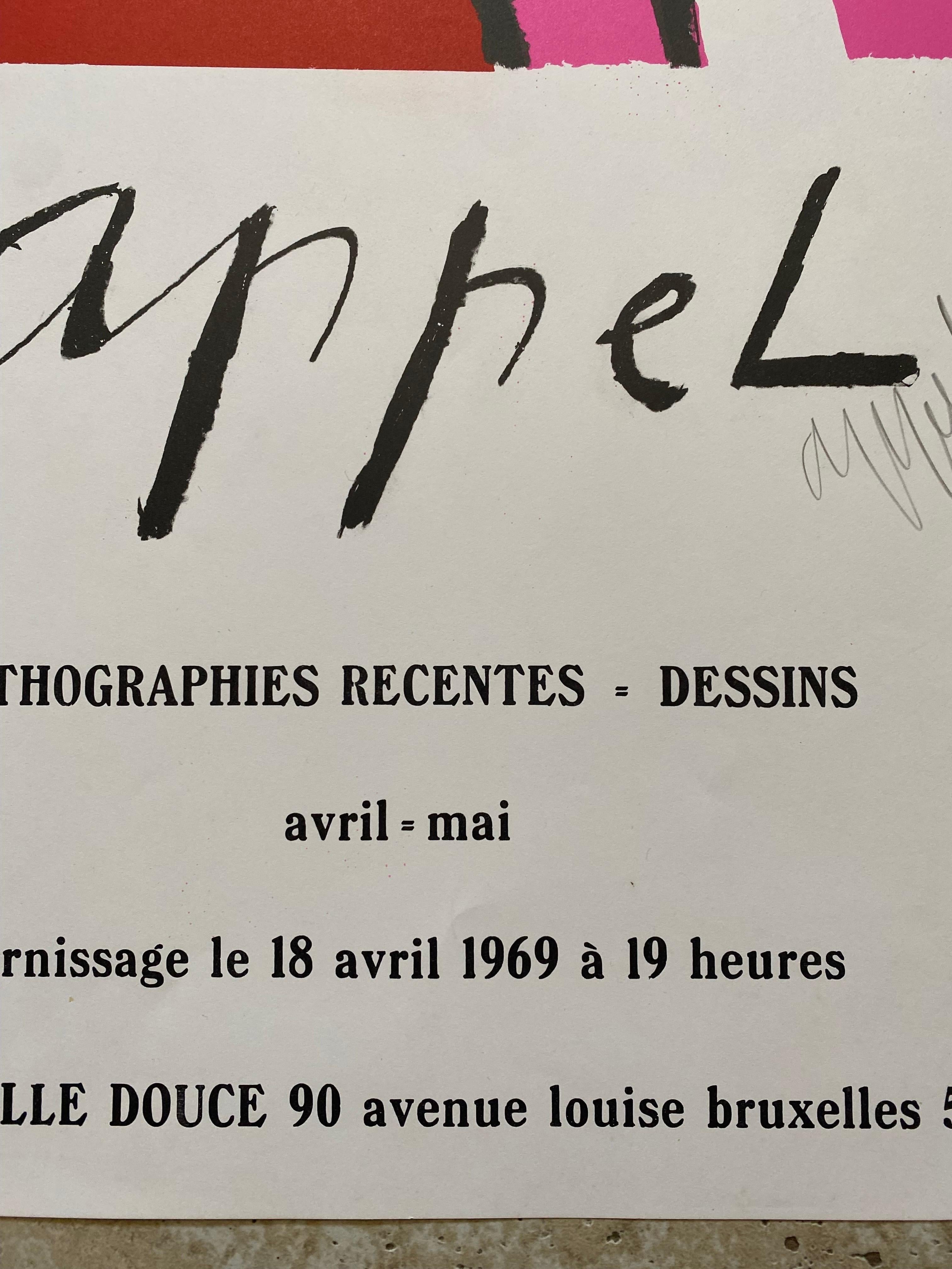 Autre Lithographie publicitaire signée Karel Appel, 1969 en vente