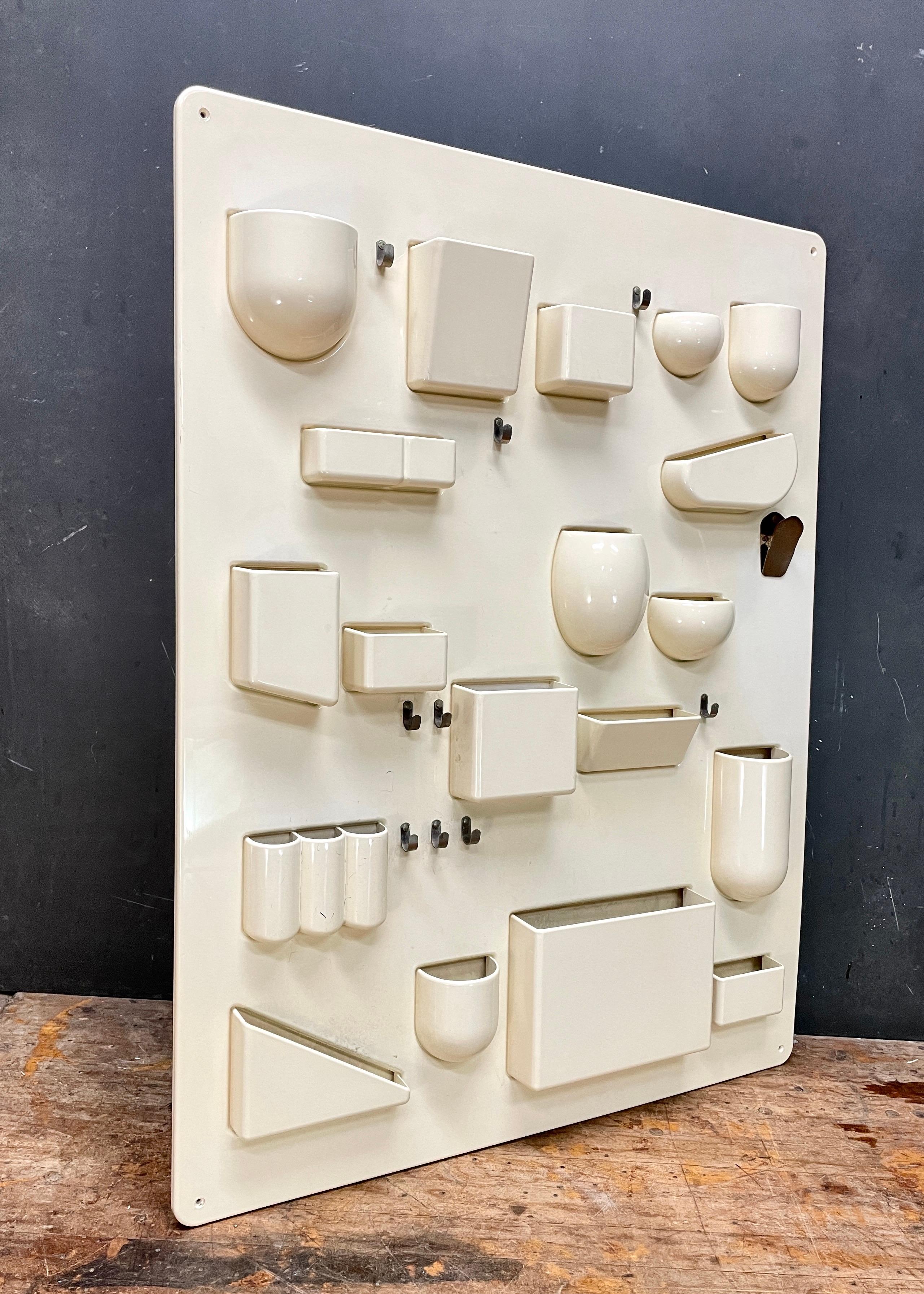 Super cool first production and large version. The original vintage Uten.Silo I wall organizer. Designed by Dorothee Maurer Becker in 1969. 

This one is Off-White and has some yellowing and fading throughout, ink marks, light scratches, oxidation