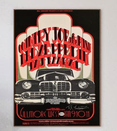 1969 Led Zeppelin, Country Joe & the Fish - Fillmore West Original Vintage Poste