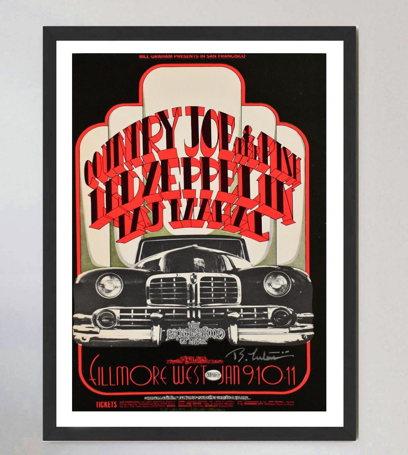 Metà XX secolo 1969 Led Zeppelin, Country Joe & the Fish - Fillmore West Poste originale d'epoca in vendita