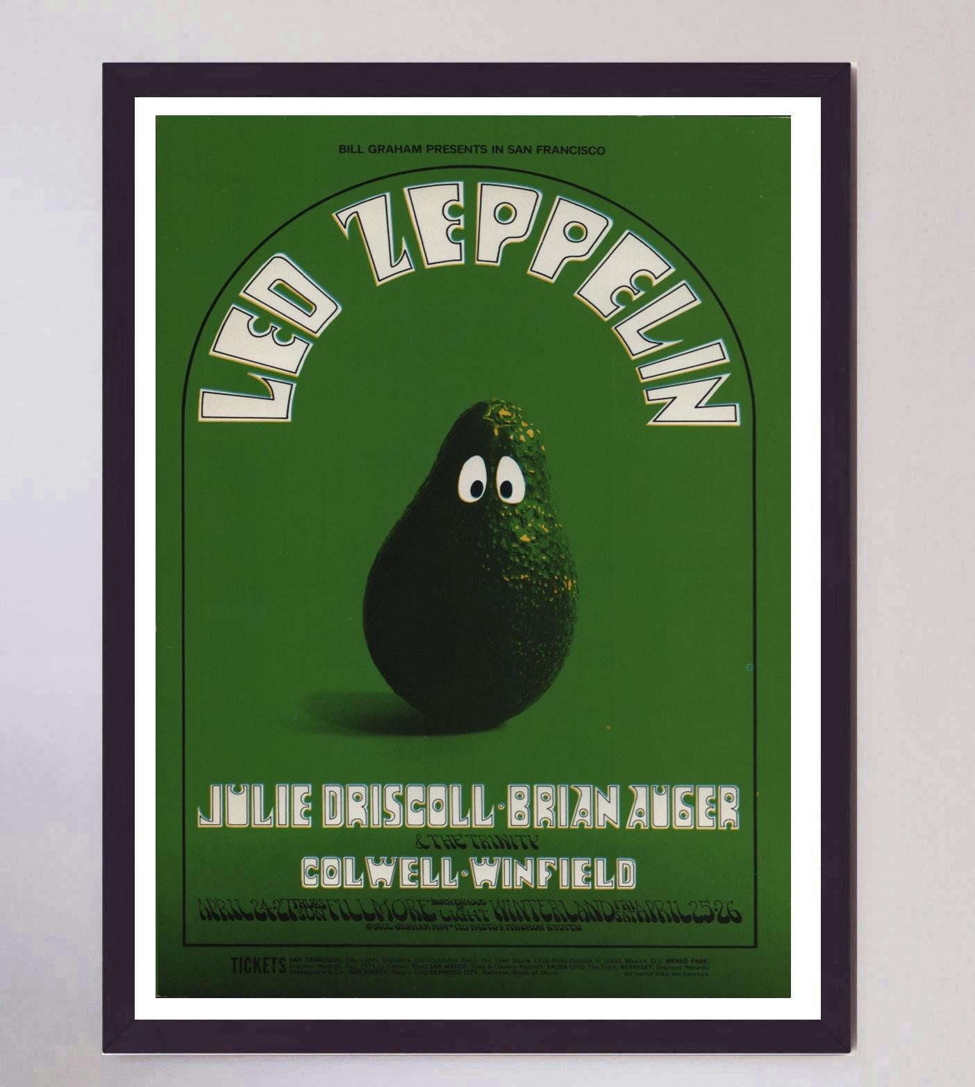 Milieu du XXe siècle Affiche vintage originale Led Zeppelin, Fillmore, 1969