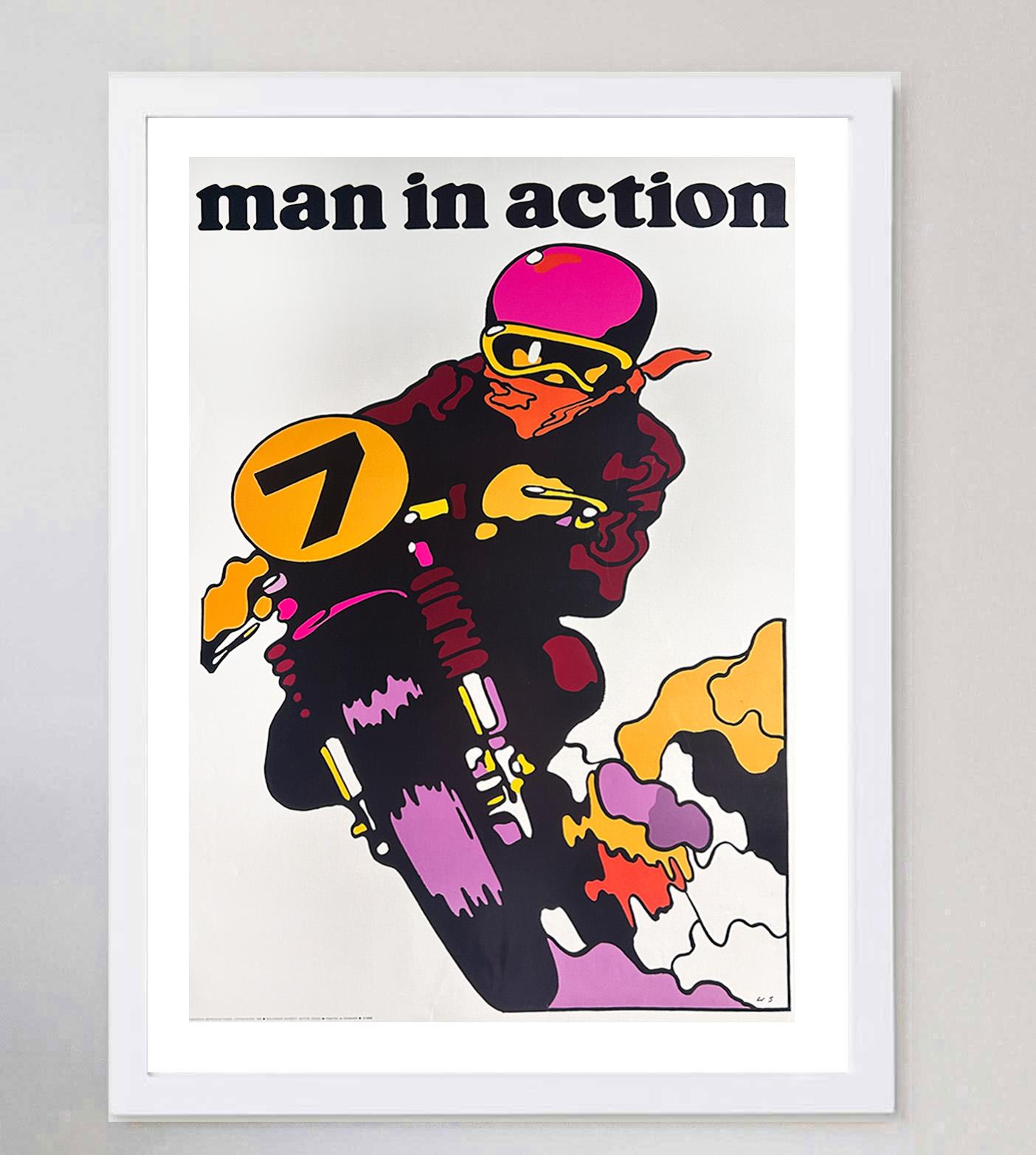1969 Uomo in azione - Moto - Swierzy Poster originale d'epoca In condizioni buone in vendita a Winchester, GB