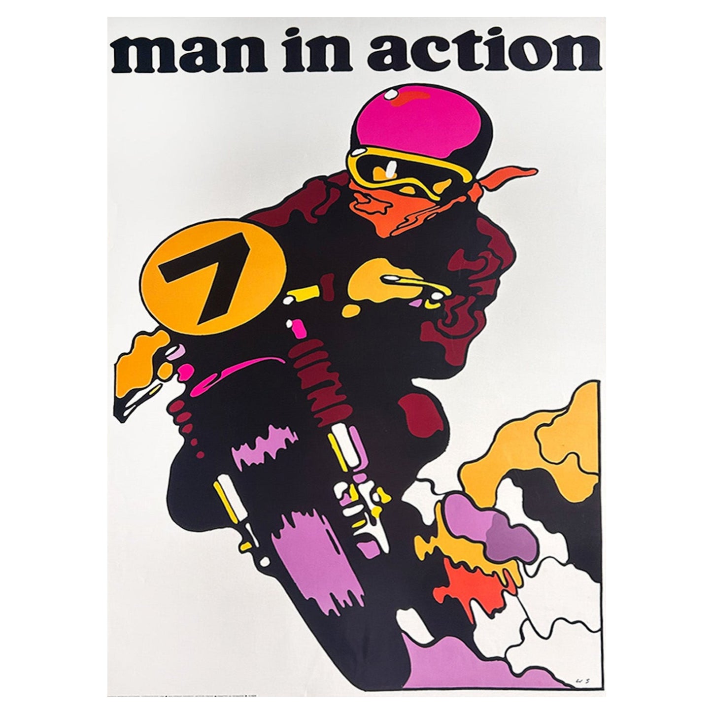 1969 Uomo in azione - Moto - Swierzy Poster originale d'epoca in vendita