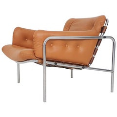 Vintage 1969 Martin Visser for 't Spectrum SZ08 "Osaka" Cognac Leather Lounge Chair