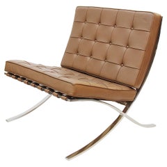 1969 Mid-Century Modern Cognac Leather Barcelona Chair by Mies Van Der Rohe