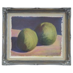 1969 Framed Modern Still Life Painting on Paper "Melons"