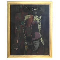 1969 Oil on Board by A.Oscar, Titled Two Nudes Spanish Black