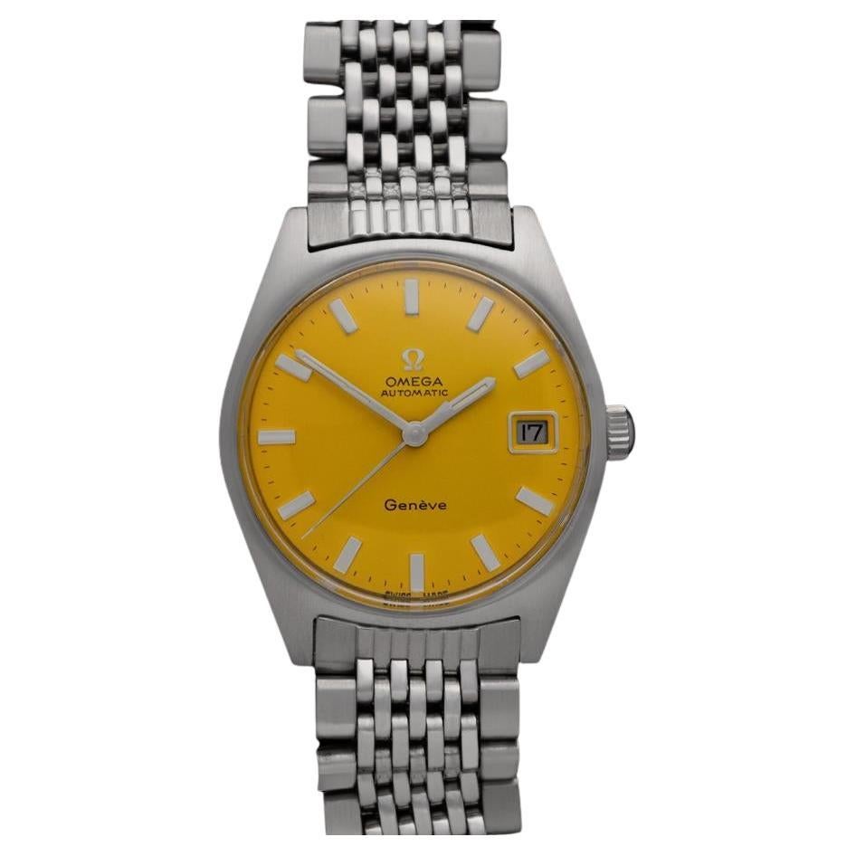 1969 Omega Geneve Vintage Mens Cal. 565 Automatic Watch with Ferrari Yellow Dial