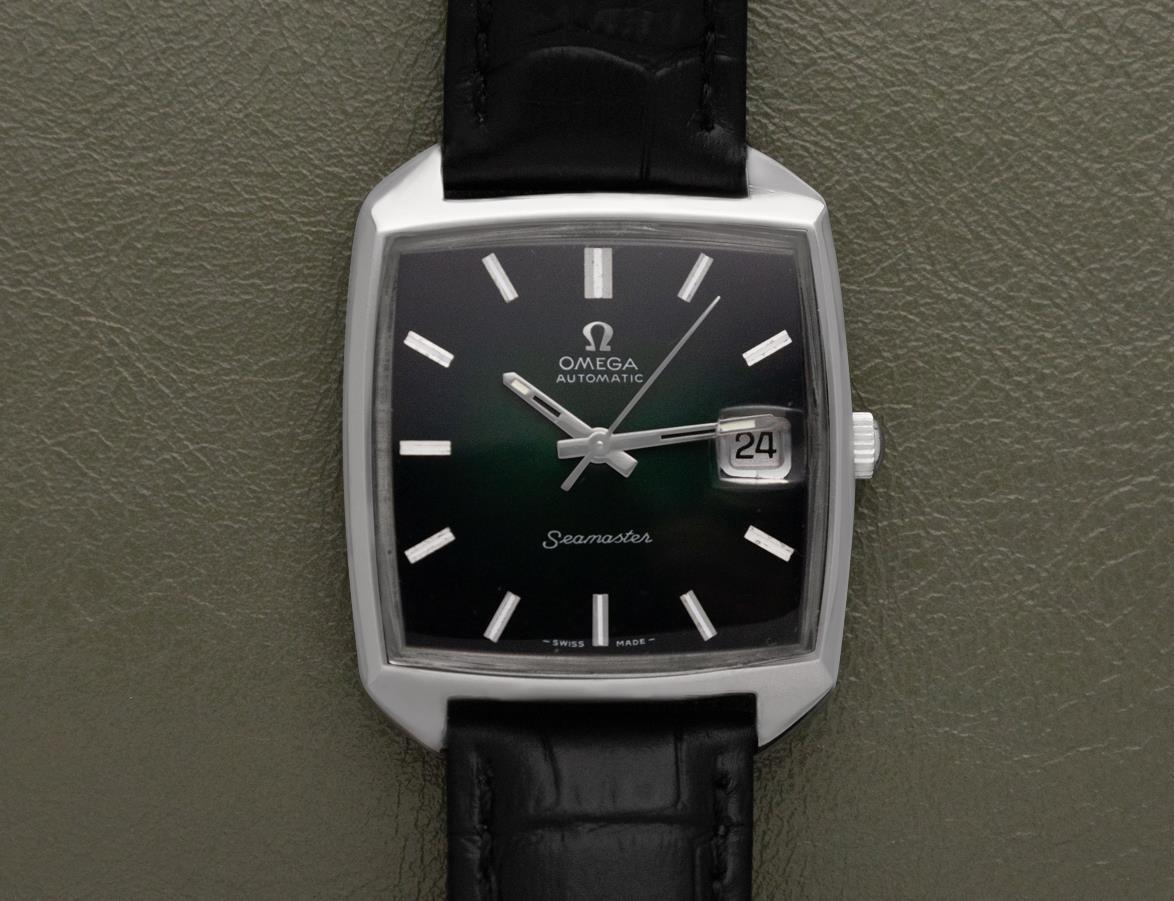 1969 Omega Seamaster Compressor Mens Vintage Watch with Cal. 565 and Emerald Dia For Sale 4