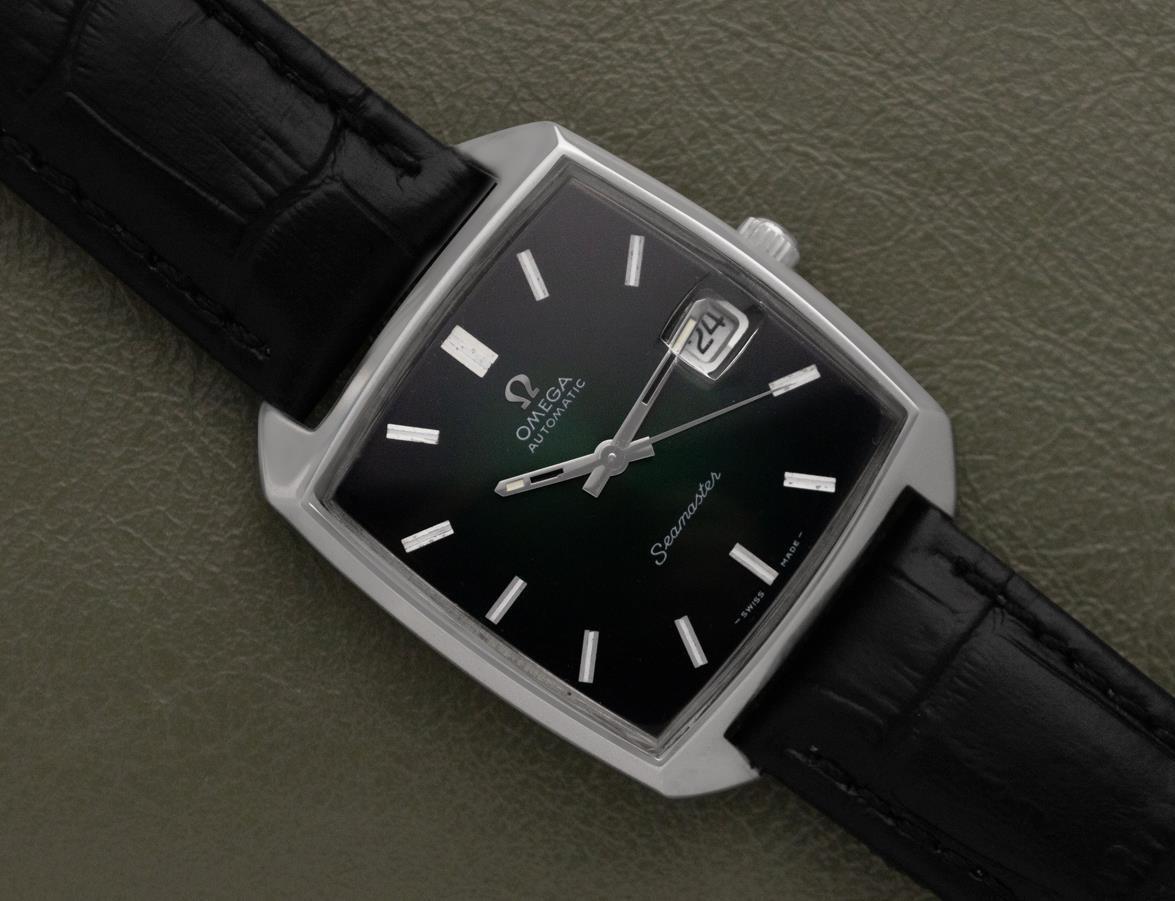 1969 Omega Seamaster Compressor Mens Vintage Watch with Cal. 565 and Emerald Dia For Sale 5