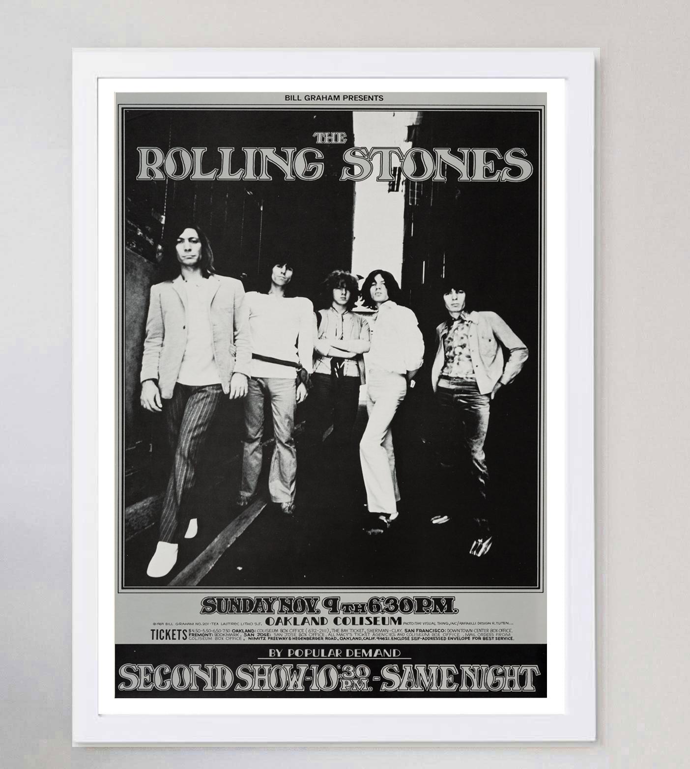Milieu du XXe siècle Rolling Stones - Oakland Coliseum - Affiche vintage d'origine, 1969 en vente