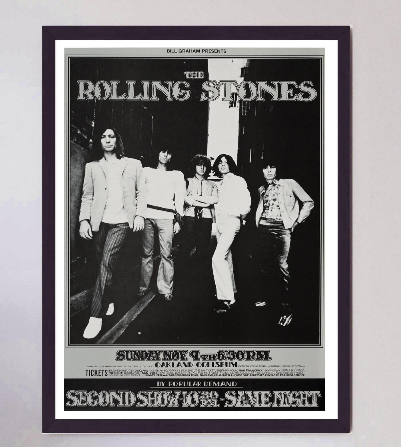 1969 Rolling Stones - Oakland Coliseum Original Vintage Poster In Good Condition For Sale In Winchester, GB