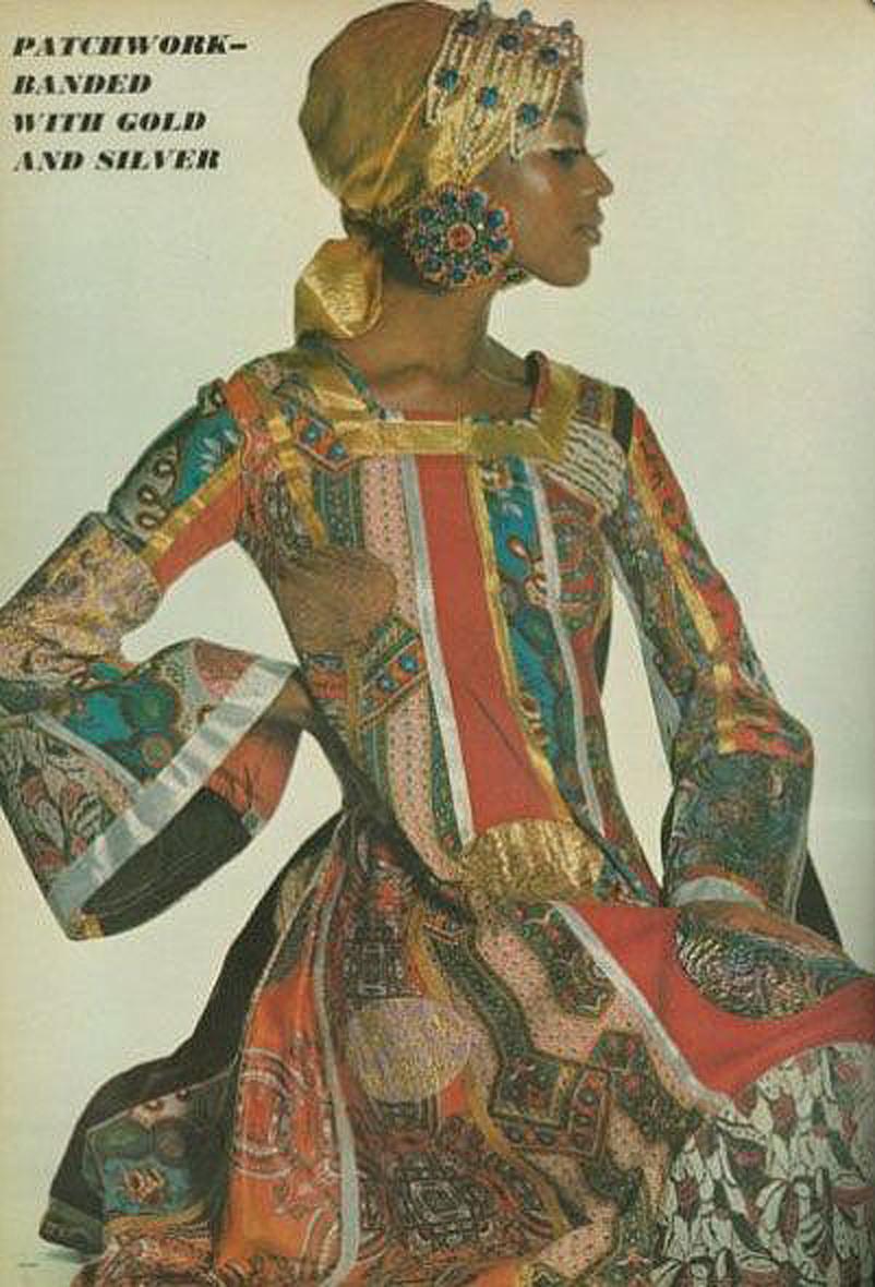 Breathtaking and highly desirable Giorgio Sant' Angelo Klimt patchwork dress dating back to his iconic 1969 Fall/Winter collection. He first hit the fashion scene when Diana Vreeland asked him to create clothing for a desert location shoot that