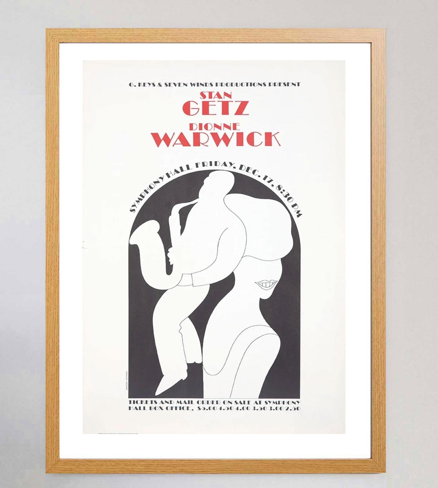 American 1969 Stan Getz & Dionne Warwick - Symphony Hall Original Vintage Poster For Sale
