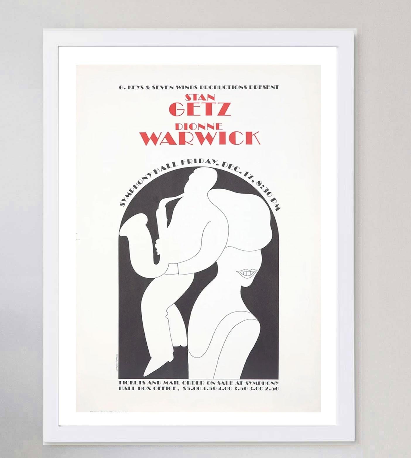 1969 Stan Getz & Dionne Warwick - Symphony Hall Original Vintage Poster In Good Condition For Sale In Winchester, GB