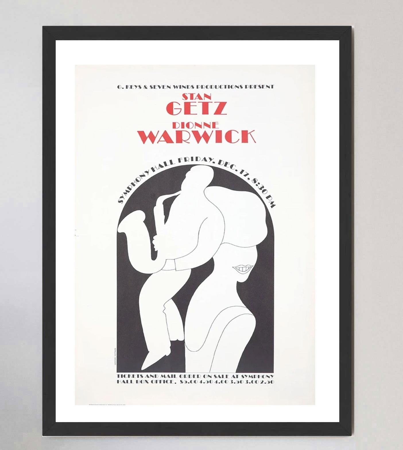 Mid-20th Century 1969 Stan Getz & Dionne Warwick - Symphony Hall Original Vintage Poster For Sale