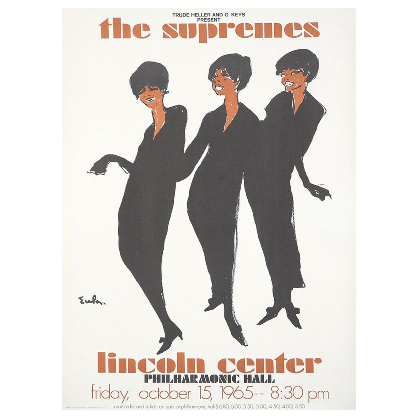 Original-Vintage-Poster „The Supremes“ von Lincoln Center, 1969