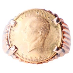 Used 1969 Turkish Coin Unisex Men's Ring 25 Kurush solid 22k & 14k Gold ØUS6.5 /4.6gr